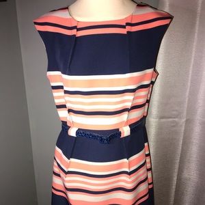 Striped navy and pink dress